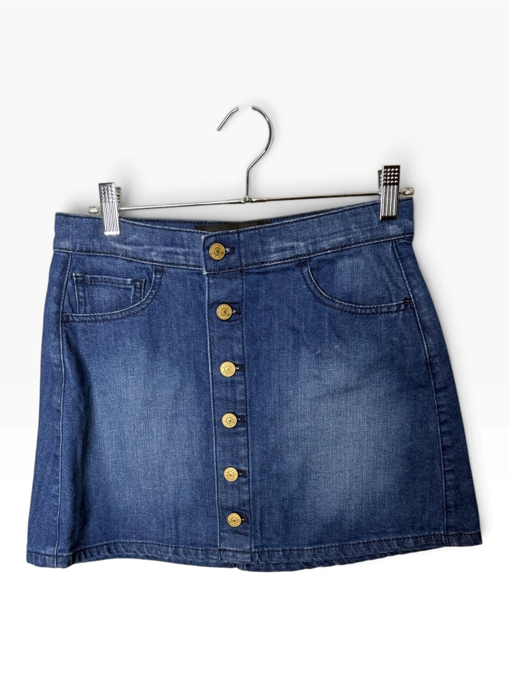 Express Blue Denim Button Front Mini Skirt Size 0